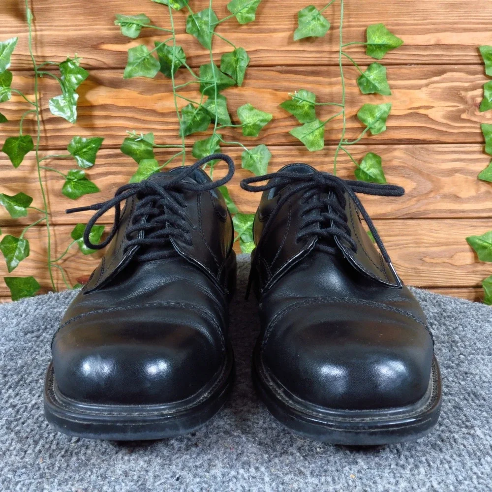 Hunter's Bay Leather Collection Mens Cap Toe Oxford Size 9.5 Dress Work Black